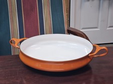 Vintage DANSK Paella Pan  France IHQ Kobenstyle Orange 10" Inch Pan & Yellow Lid