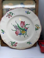 ANTIQUE LUNEVILLE FAIENCE PLATE KG FLORAL DECOR