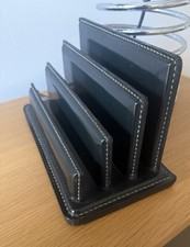 Porte Documents bureau vintage cuir Surpiqué Vert Objet Décoration Garniture