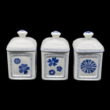 Lot of 3 Villeroy & Boch Jam Jars - Farmhouse Touch Blueflower - H 12 cm