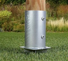 Pied de poteau rond galvanisé