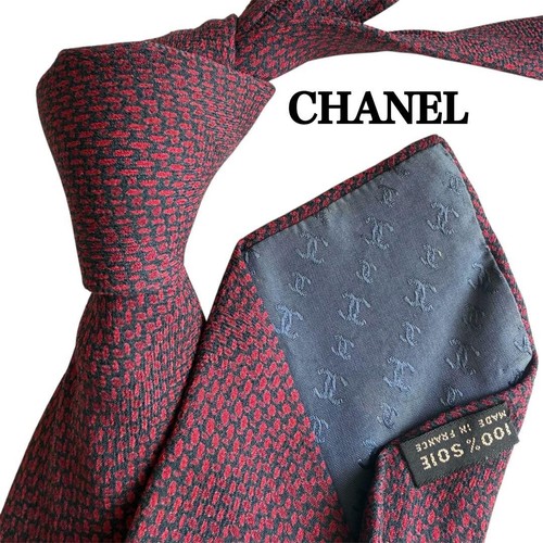 Cravate soie chanel motif - cravate, en