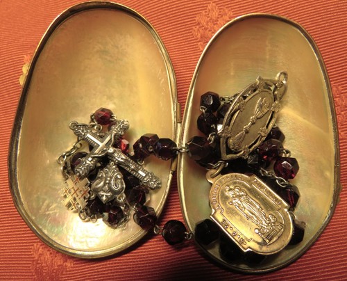Chapelet ancien perles grenat - chapelet,