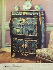Dalva Brothers, Inc. NY Louis XV Ebony Lacquer Secretaire Vintage Print Ad 1967