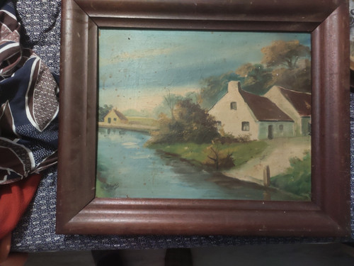 Ancien tableau huile - ancien, sur