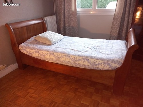 Lit bateau ancien noyer - lit,