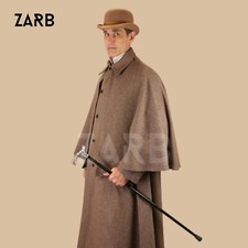 Men's Inverness/ Ulster Cape Coat - Brown Wool, Christmas Inverness Coat