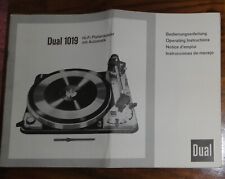 Dual 1019 turntable user manual, 23 pages a4