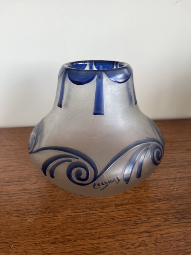 Vase legras verre givré - en,