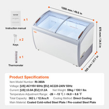 Vitrine Réfrigérée À Crème Glacée Vitrine À Glaces Gelato Commerciale 362L