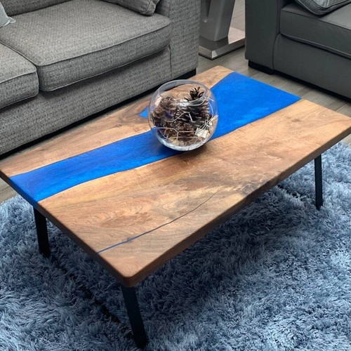 Table rivière époxy bleu - rivière,