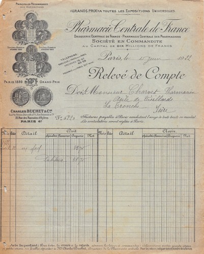 1922 pharmacie centrale - pharmacie,