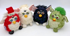 4- FURBY toys 1990s previously loved for PARTS/REPAIR clean battery compartments