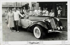 1979 Press Photo Debby & Ken Whisenand Pose with Auburn Speedster Replica Gift