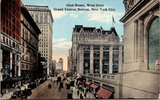 Vintage Postcard 42nd Street West from Grand Central Station New York City D8