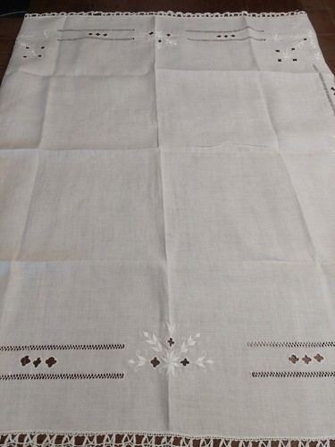 Nappe ancienne lin - , blanc