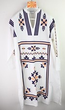 Antik Batik “Annika” kaftan in white/aubergine/mandarin size S/38