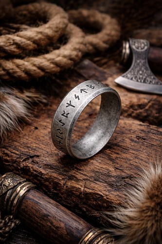 Viking rune ring stainless - rune,
