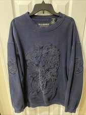 Pelle Pelle, Marc Buchanan Sweater Navy XL  Embroidered  Cobra And Lion Battle