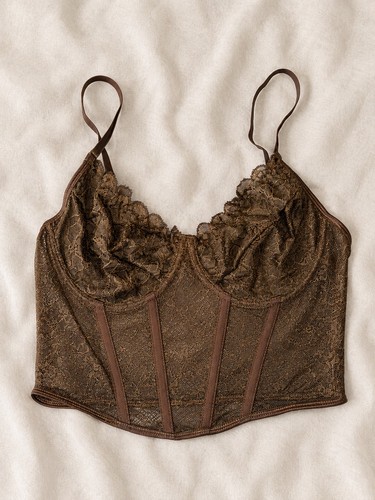 Corset dentelle marron - corset, en
