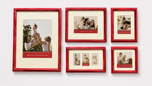 Lot cadres photo rouge verni - lot, 5