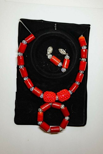 Red african cultural bead with - african,