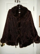 Utex Women's Size L Black Faux Fur Hook Closure Dress Coat