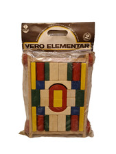 Allemagne RDA - Vero Elementar - Chariot 34 blocs en bois - sous blister - 70's