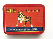 ??? PUP Brand collectible Tin Vintage Crate Label Pitbull Amstaff ???