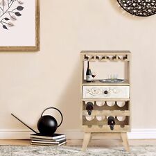 Casier à vin armoire de bar avec étagére et tiroir 8 bouteilles 45x90x40 cm bois