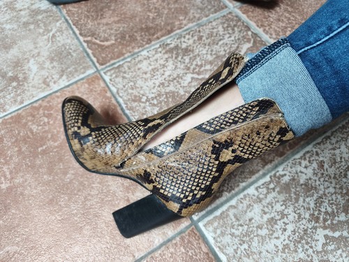 Zara bottines femme cuir motif