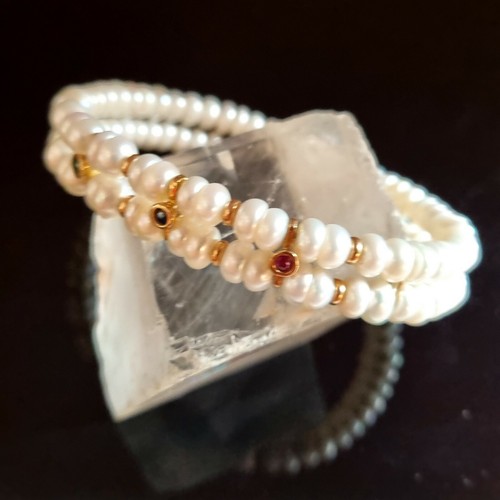 Bracelet jonc souple perles - bracelet,