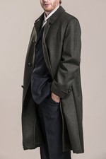 Steinbock Himalaya Men's Gray Loden Long Coat Trench Size USA 40R GB 36R I 50