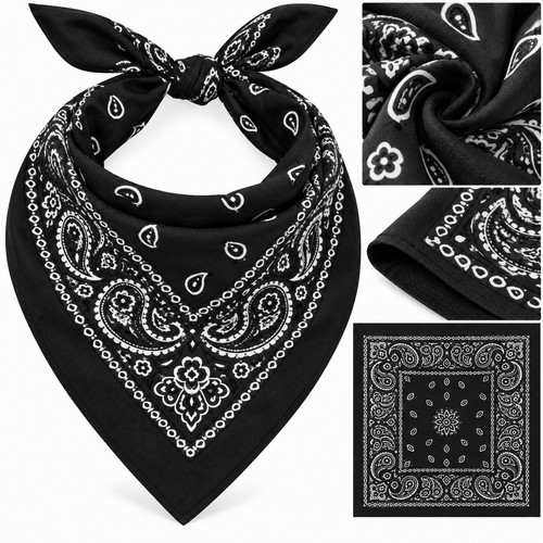 Bandana foulard noir 100 - noir, %