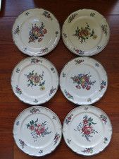 VILLEROY ET BOCH 6 ANTIQUE FLAT PLATES FAIENCE OLD STRASBOURG 25 cm
