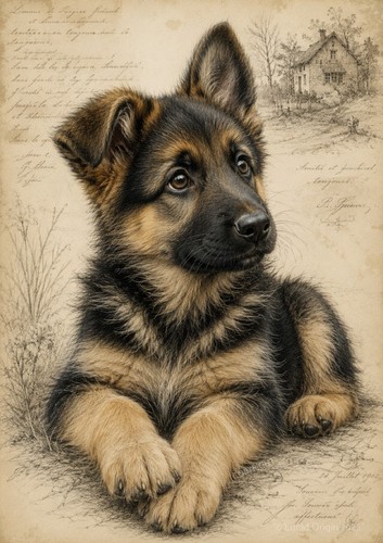Affiche bébé berger - affiche, a4