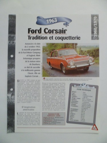 Carte fiche auto ford - carte, corsair