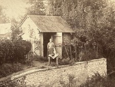 Vintage Stereo Vernacular Photo Cabanon Woman Garden Cabanon c1900 