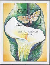 St Vincent 2001 Butterflies Insects Arum Lily Flowers Nature m/s MNH
