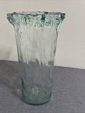Transparent Water Ruffle 14” By 8” Clear Glass Vase Centerpiece Mint Green Teal