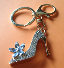 LADY KEYRING high heel shoe with rhinestone decoration, gold metal