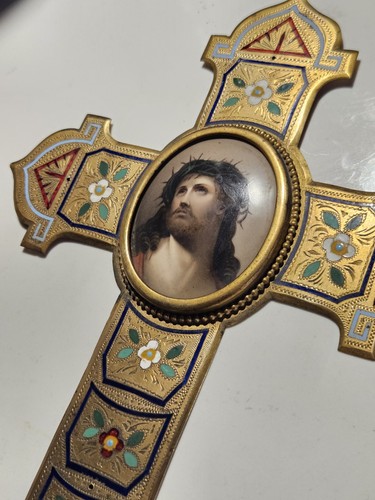 Christ emaux faience limoges - emaux,