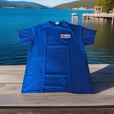 Red Sea Aquarium Supplies Blue T-Shirt Size L Slim Fit Tropical Fish Tank NWOT 
