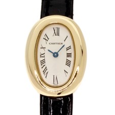 CARTIER Mini Baignoire Watches  K18 Yellow Gold/Leather Ladies