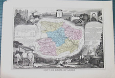 DEPT DE MAINE ET LOIRE 1849 ATLAS NATIONAL ILLUSTRE FRANCE H. COLOR LG. MAP WINE