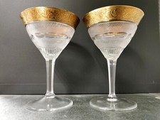 2 Coupes à Champagne CRYSTAL MOSER SPLENDID 24KT GOLD , cristal contour OR