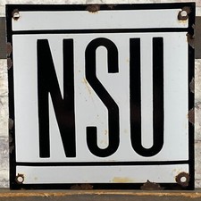 Plaque émaillée NSU 7,9x7,9" (20x20cm) moto rétro porcelaine décoration vintage