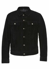 Veste en cuir daim noir