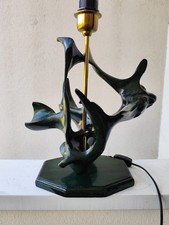 Pied de lampe vintage design moderne Léonard T bois vert teck 1970
