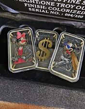 Gangster Mickey & Minnie 3pc .999 Silver Art Bar Set Limited Edition